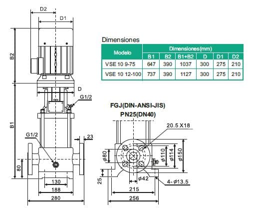Motobomba Multietapas V 10Hp 220-440V 3F 2X1.5" Barnes Vse 10 12-100