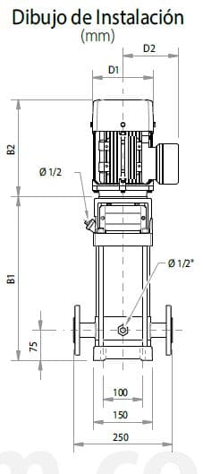 70120035 / Motobomba 7.5Hp  3F 220/440V  BMV4-160-253 11/4x11/4" Barmesa