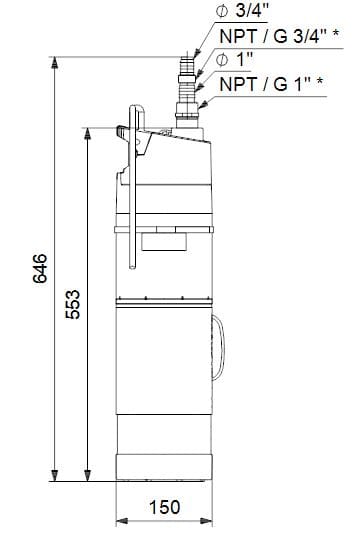 97896333 / Motobomba Sumergible Sba3-45 A 1Hp 110V Desc