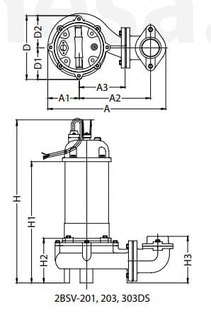 70090066 / Motobomba Sumergible 2hp 1F 220v Inox  2BSV201DS Vortex