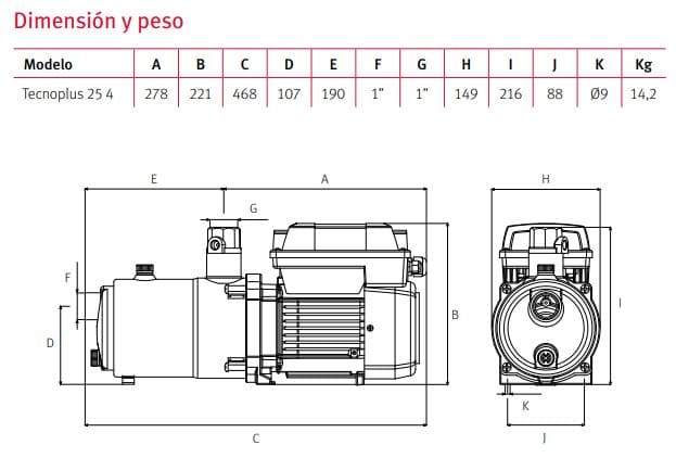 Tecnoplus254M / Motobomba Multietapas Horizontal Inteligente 1.25Hp 1F 230V Espa