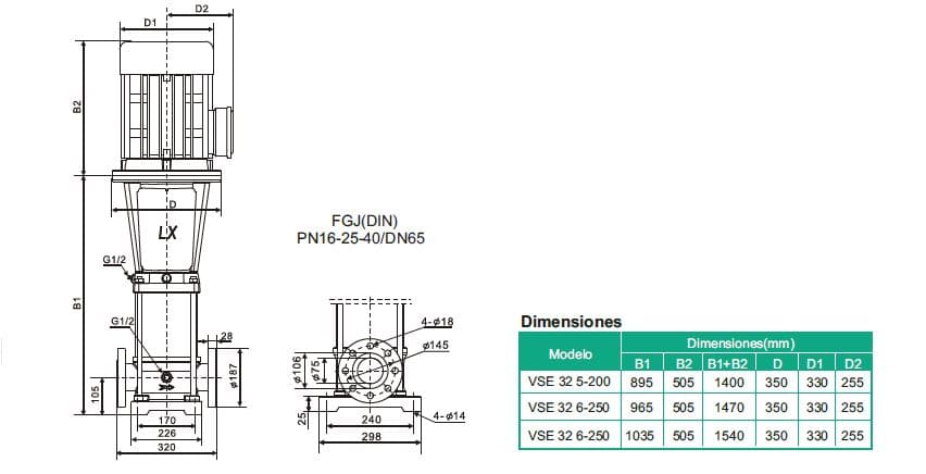Motobomba Multietapas V 25Hp 220-440V 3F 3X3" Barnes Vse 32 6-250 Hf