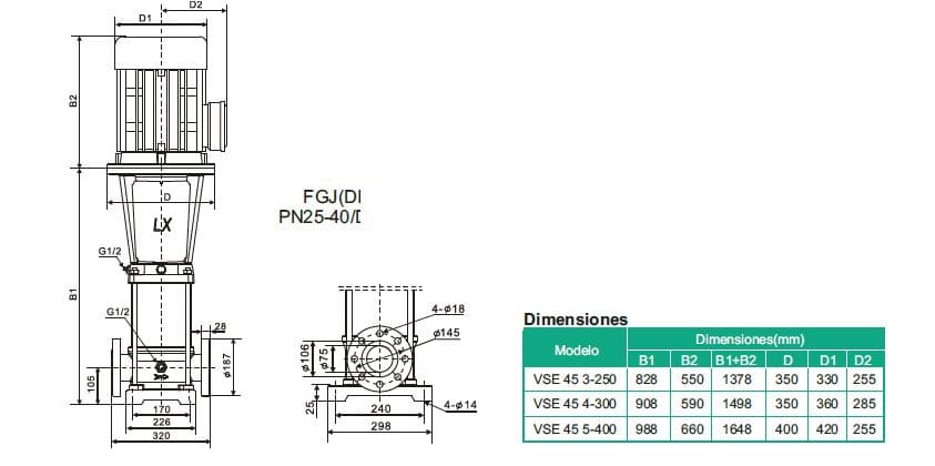 Motobomba Multietapas V 25Hp 220-440V 3F 3X3" Barnes Vse 45 3-250 Hf