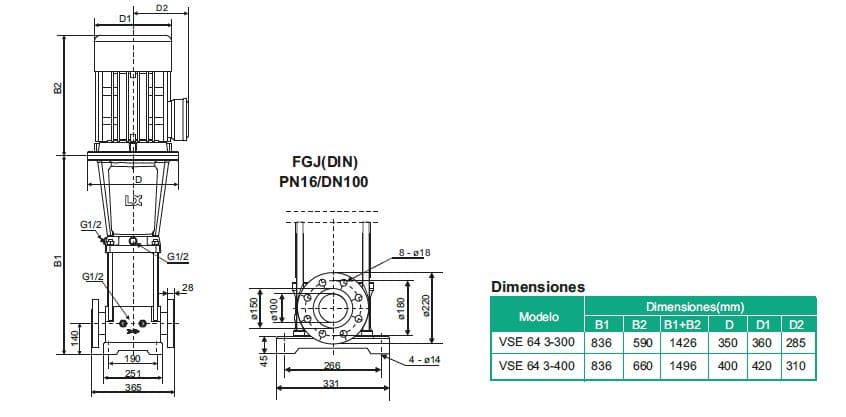 Motobomba Multietapas V 30Hp 220-440V 3F 4X4" Barnes Vse 64 3-300 Hf