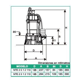 Motobomba Sumergible 0.5Hp 110V 1F 2" Barnes Nte2 5-1-2-110