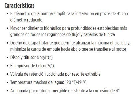 5FR05S4-PE / Motobomba Franklin Lapicero Sola 4" 5GPM 0,5HP 13Et.