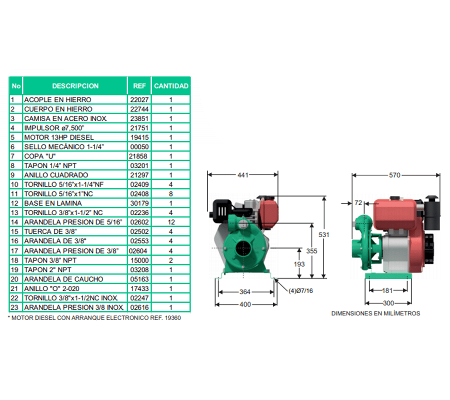Motobomba Centrifuga 13Hp Diesel 3X3" Barnes Hd 3 130 Hf-E