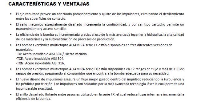 Motobomba Multietapas V 15Hp 220-440V 3F 2X2" Altamira  T6 XE150-8