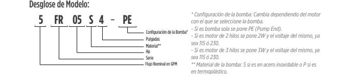 5FR05S4-PE / Motobomba Franklin Lapicero Sola 4" 5GPM 0,5HP 13Et.