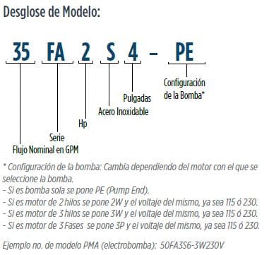 35FA3S4-PE / Motobomba Franklin Lapicero Sola 4&quot; 35GPM 3HP 14Et.