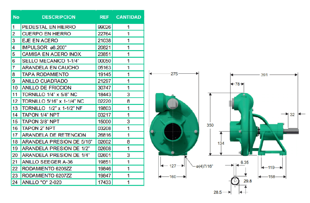 Motobomba Centrifuga Eje Libre 3X3" Barnes Ku 3