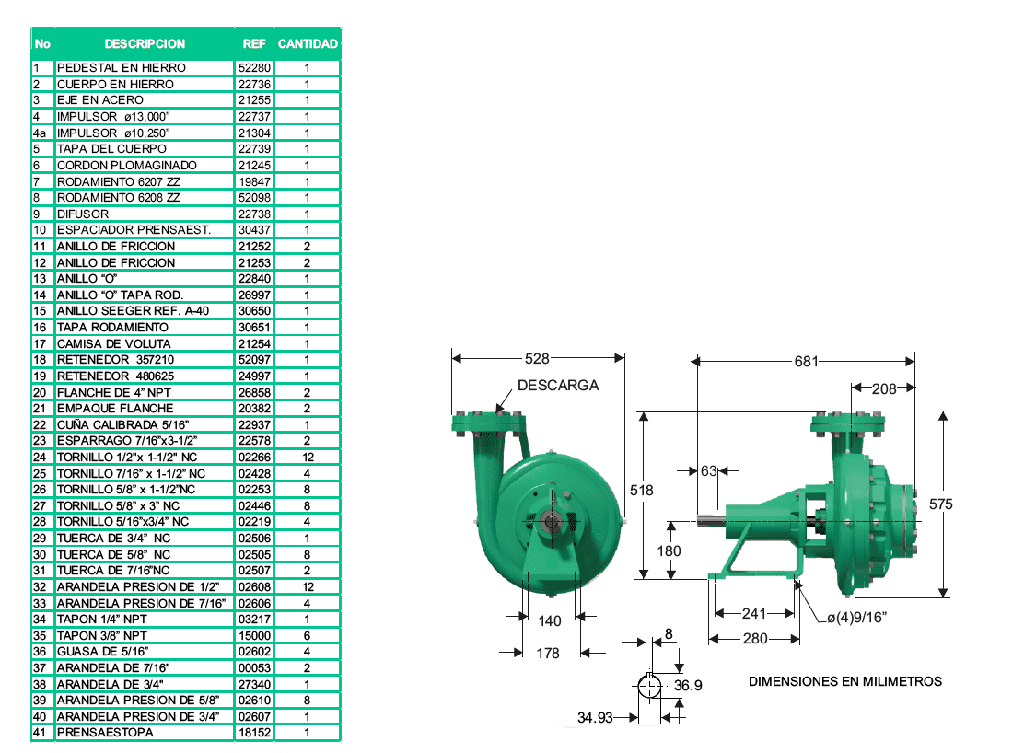 Motobomba Centrifuga Eje Libre 4X4" Barnes Qu 4-2