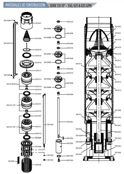 550SSI100F106-0586 / Motobomba Franklin Lapicero Sola 10" 550GPM 100HP 5Et.