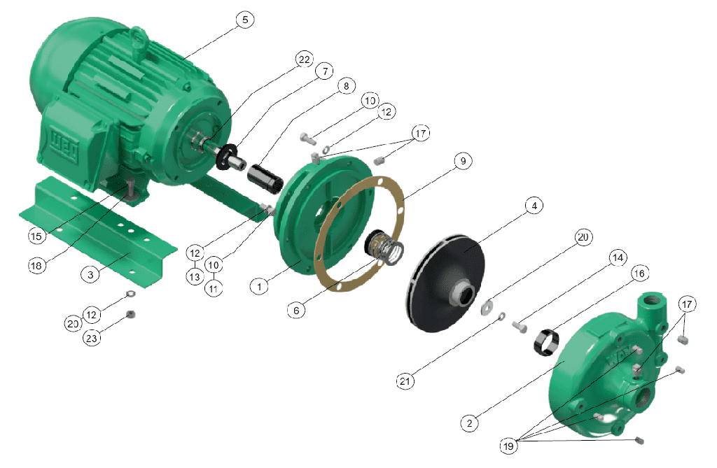 Motobomba Centrifuga 7.5Hp 220-440V 3F 1.5X1.25" Barnes Ge 1.25B 75