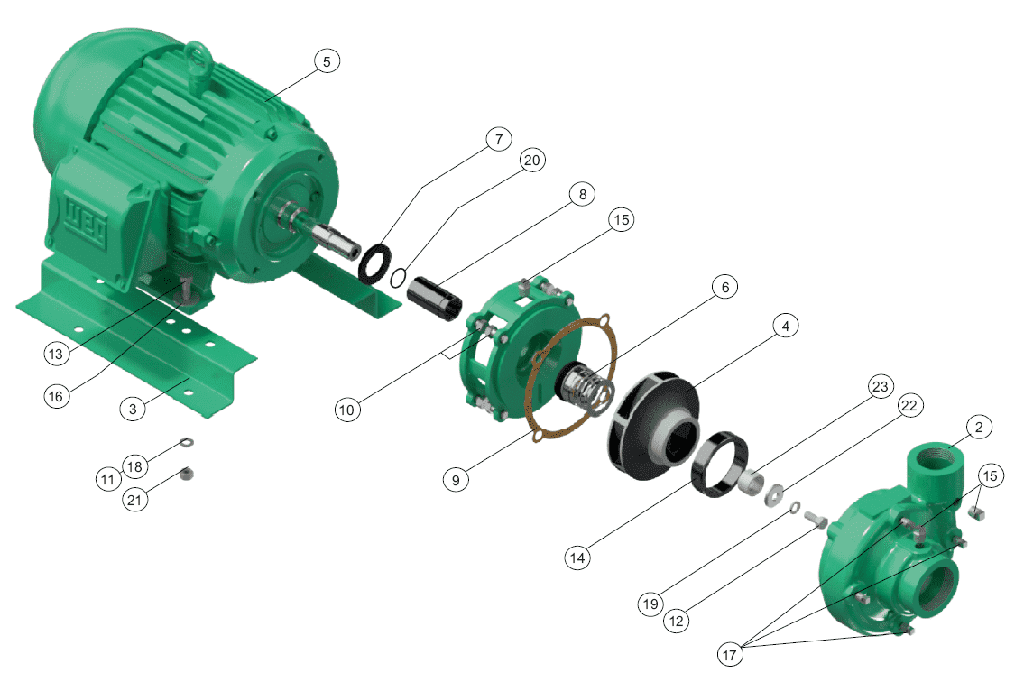 Motobomba Centrifuga 2Hp 220-440V 3F 2X1.5" Barnes Ge 1.5A 20