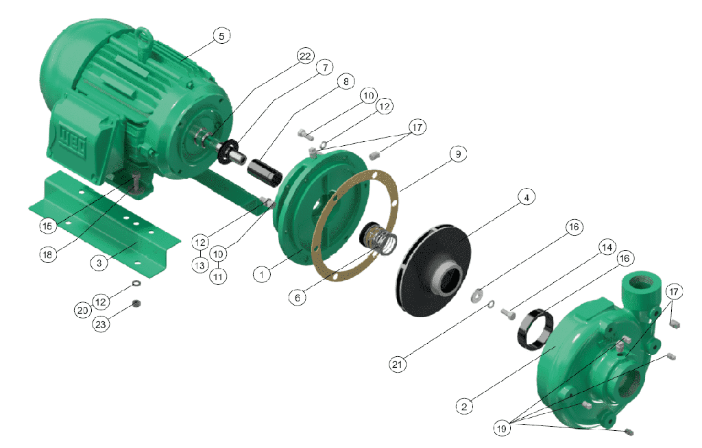 Motobomba Centrifuga 10Hp 220-440V 3F 2X1.5" Barnes Ge 1.5B 100