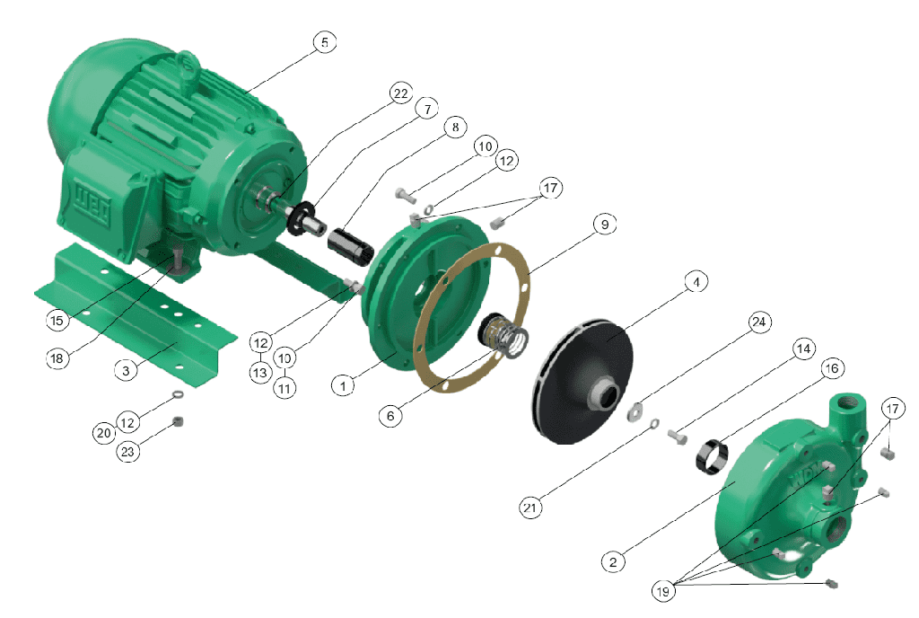 Motobomba Centrifuga 7.5Hp 220-440V 3F 1.25X1" Barnes Ge 1B 75