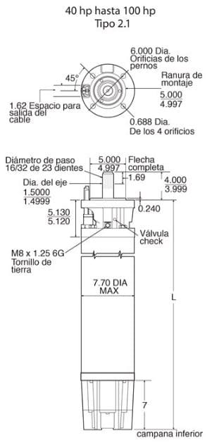 2396248641 / Motor Franklin Lapicero 8" 100HP 460V  3F Y-DELTA