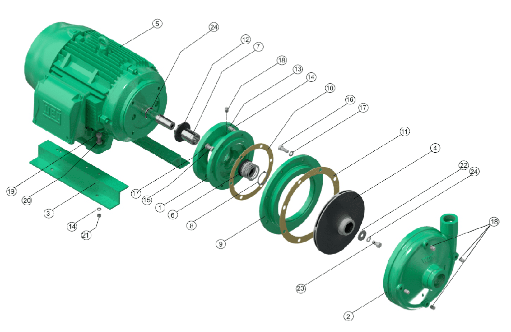 Motobomba Centrifuga 5Hp 220-440V 3F 2X1.5" Barnes Ge 1.5D 50-4