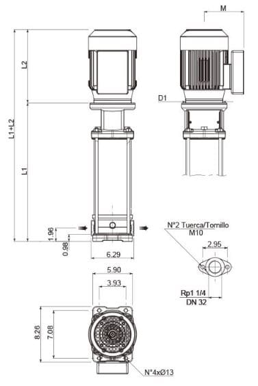 3CVI8T-60C3T3 / Bomba Multietapa Vertical 3Hp 3F 220V Franklin