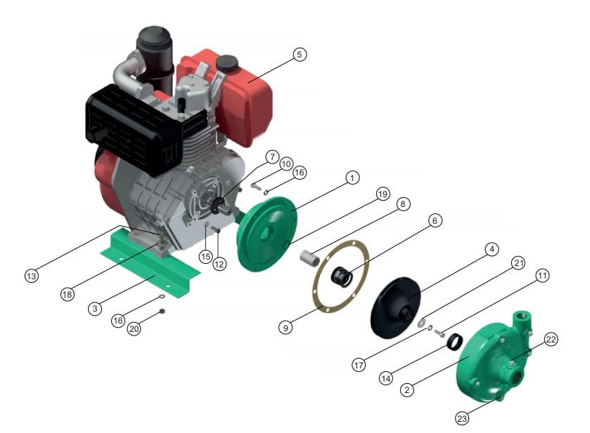 Motobomba Centrifuga 10Hp Diesel 2X1.5" Barnes Gd 1.5B 100 Hf