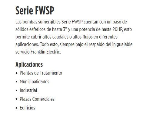 12.5FWSP2303-0603 / Motobomba Franklin Sumergible 12,5HP / 230V 3F / 6"