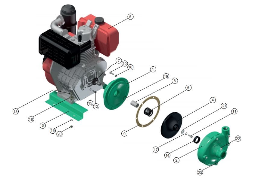 Motobomba Centrifuga 11Hp Diesel 2X1.5" Barnes Gd 1.5B 110 Ld