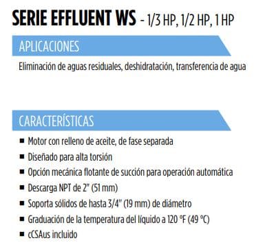 Motobomba Sumergible 1/2Hp 220V 1F Little Giant Ws50Am