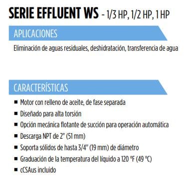 WS50AM / Bomba  Little Giant Sumergible 1/2 HP / 1F 220V