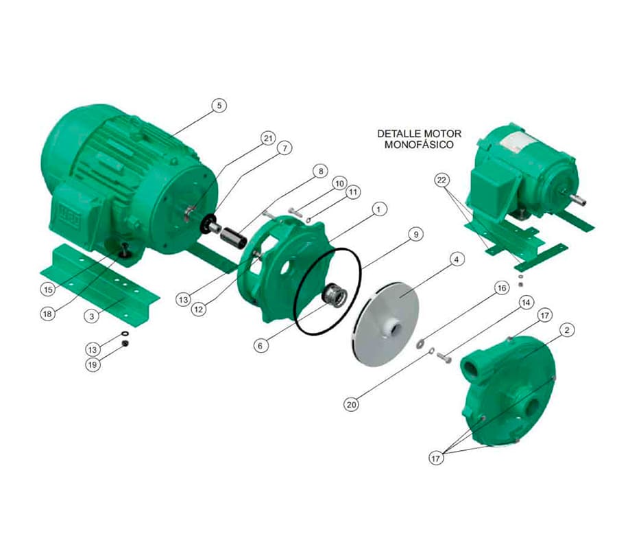 Motobomba Centrifuga 5Hp 220V 1F 1.5X1.5" Barnes He 1.5 50-1