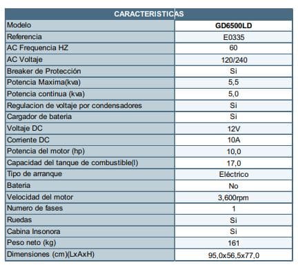 Planta Electrica 4.6Kva Diesel Motor Hi Energy 10Hp Arranque Electrico Dgg6500Ld