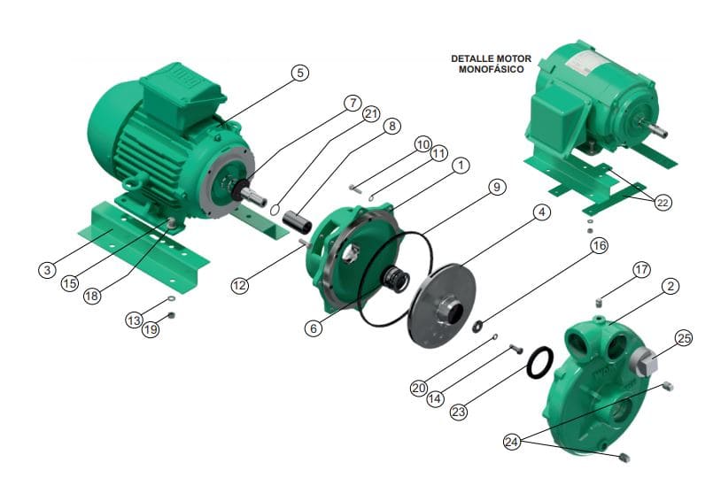 Motobomba Centrifuga 10Hp 230V 1F 2X2" Barnes He 2 100-1