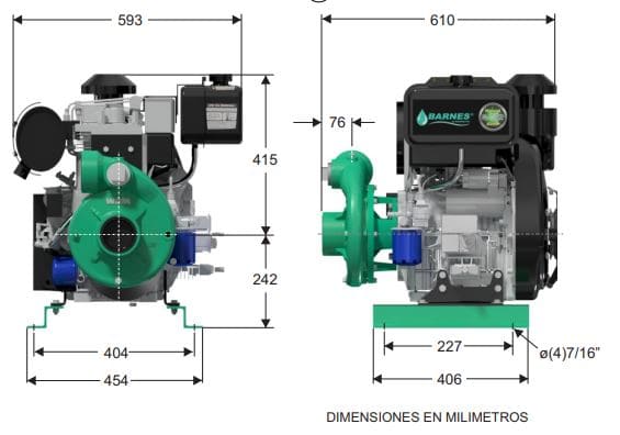 Motobomba Centrifuga 22Hp Diesel 3X3" Barnes Kd 3 220 Hf-E