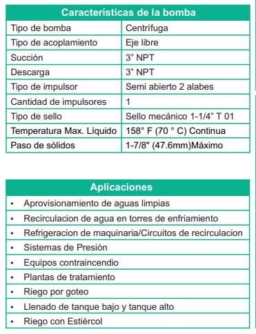 Motobomba Centrifuga Eje Libre 3X3" Barnes Ou 3