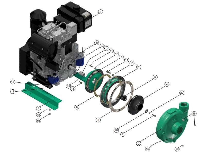 Motobomba Centrifuga 22Hp Diesel 2.5X2" Barnes Gd 2C 220-Hf-E