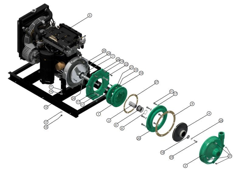 Motobomba Centrifuga 33Hp Diesel 2X1.5" Barnes Gd 1.5D 330-Ld