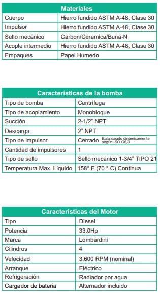 Motobomba Centrifuga 33Hp Diesel 2.5X2" Barnes Gd 2C 330-Ld