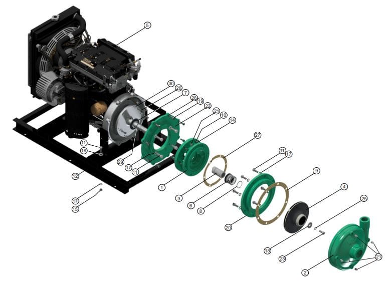 Motobomba Centrifuga 33Hp Diesel 2.5X2" Barnes Gd 2C 330-Ld