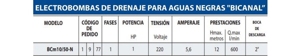 Motobomba Sumergible 1hp 220V 1F 2" Pedrollo Bcm10/50-N