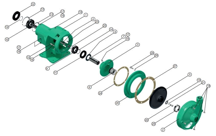 Motobomba Centrifuga Eje Libre 2X1.5" Barnes Gu 1.5C 2