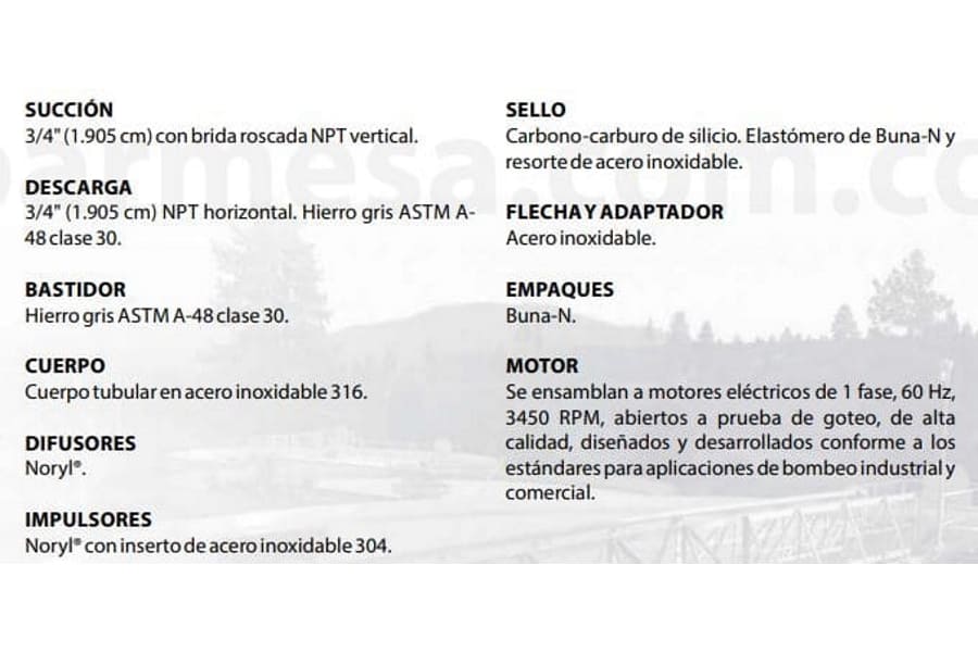 Motobomba Multietapas H 1Hp 220-440V 3F Barmesa Pb1014A103 70080007