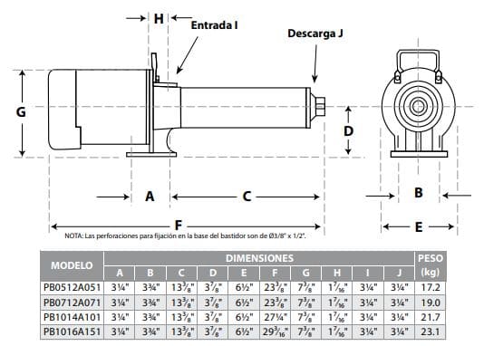 Motobomba Multietapas H 1Hp 220-440V 3F Barmesa Pb1014A103 70080007