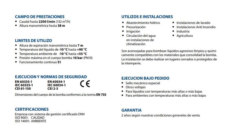 Motobomba Centrifuga 10Hp 220-440V 3F 2.5X2" Pedrollo F50/160A I