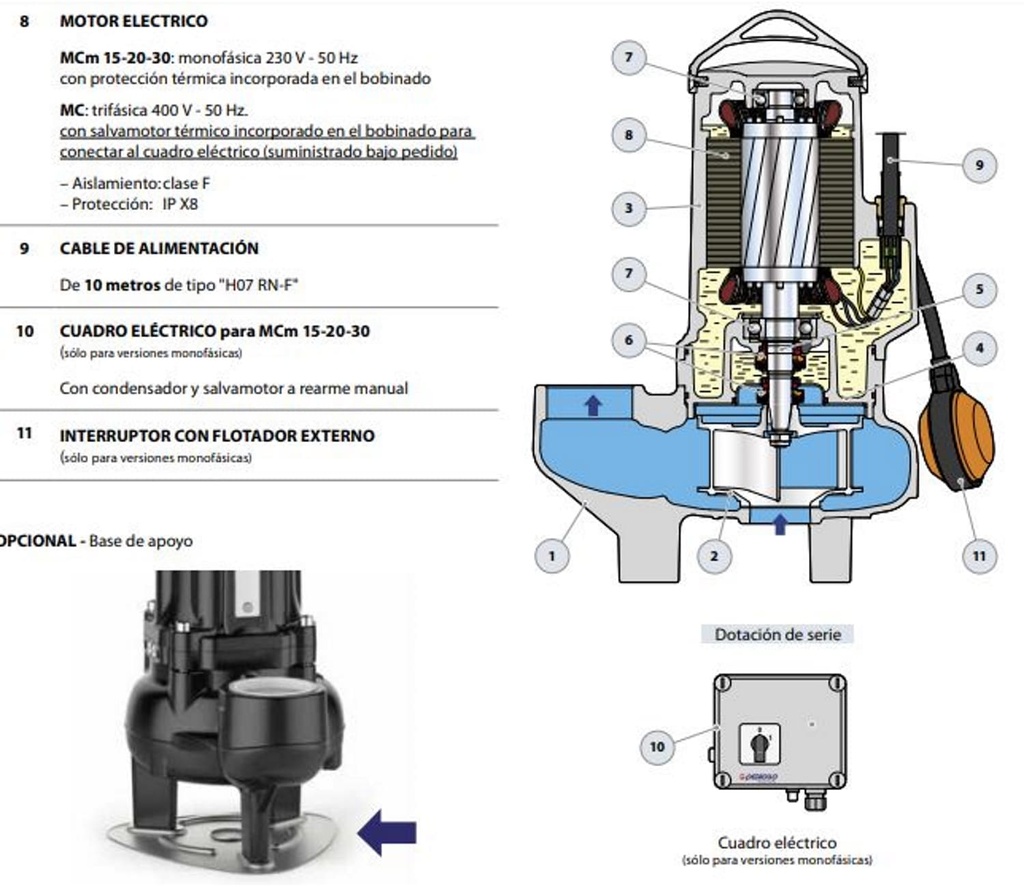 Motobomba Sumergible 4Hp 220V 3F 3" Pedrollo Mc40/65