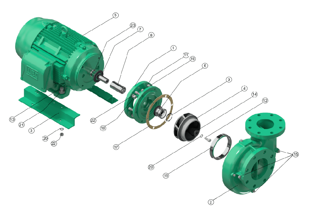 Motobomba Centrifuga 50Hp 220-440V 3F 5X4" Barnes Ge 4B 500