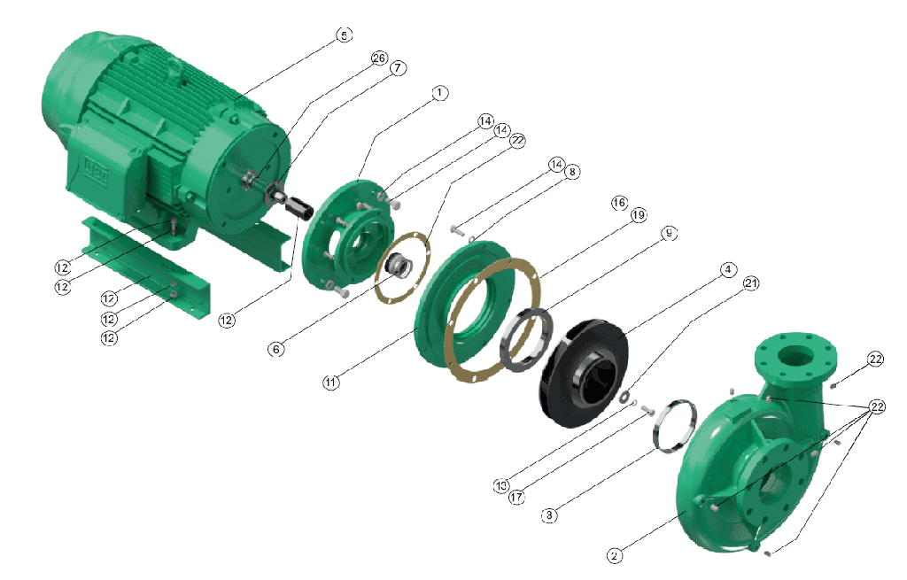 Motobomba Centrifuga 30Hp 220-440V 3F 5X4" Barnes Ge 4E 300-4