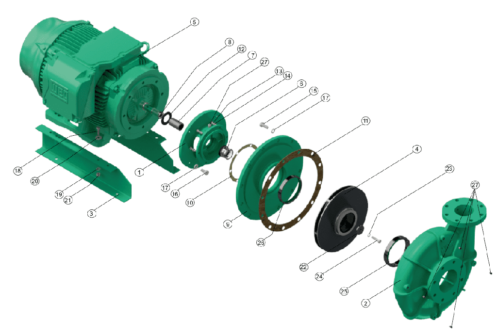 Motobomba Centrifuga 40Hp 220-440V 3F 5X4" Barnes Ge 4G 400-4