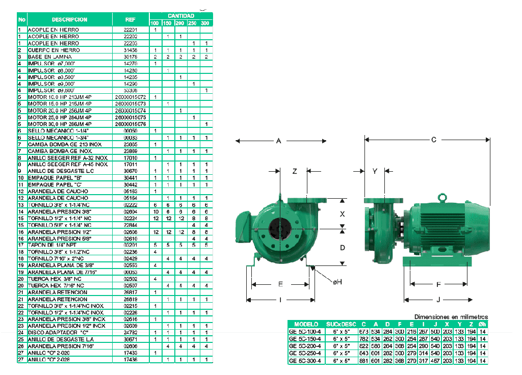 Motobomba Centrifuga 20Hp 220-440V 3F 6X5" Barnes Ge 5C 200-4