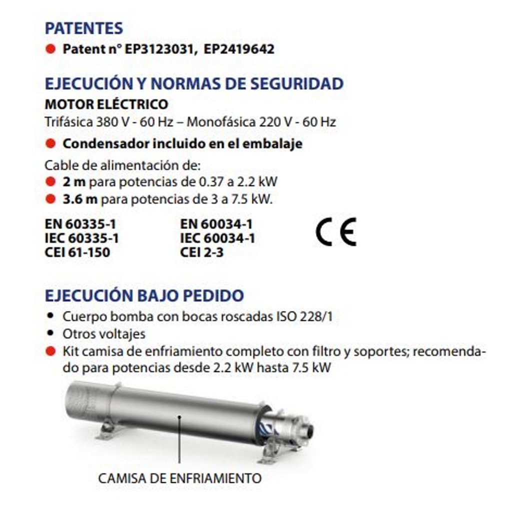 Motobomba Lapicero 3Hp 220V 1F 2" Pedrollo 4Sr-F33G/30Mp