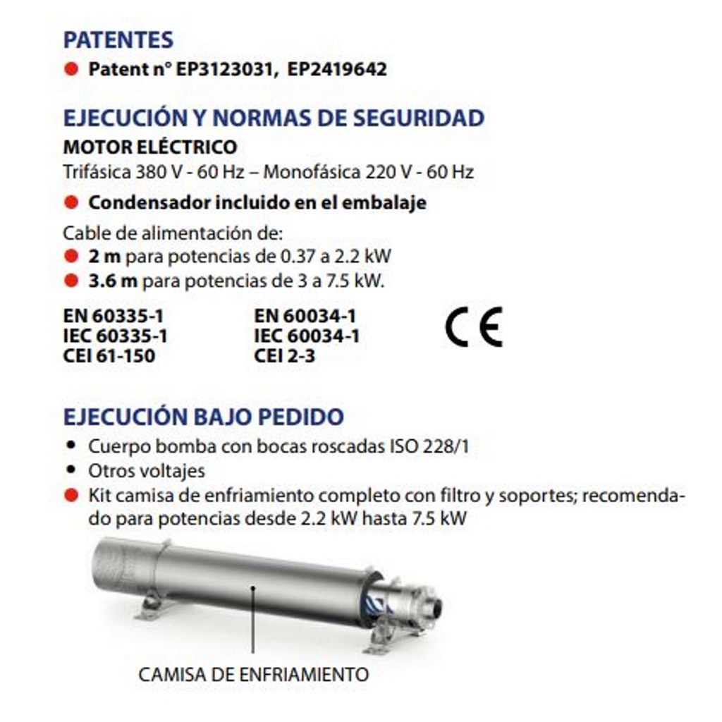 Bomba Lapicero 1.5Hp Sin motor 2" Pedrollo 4Sr-F33G/15-Hyd